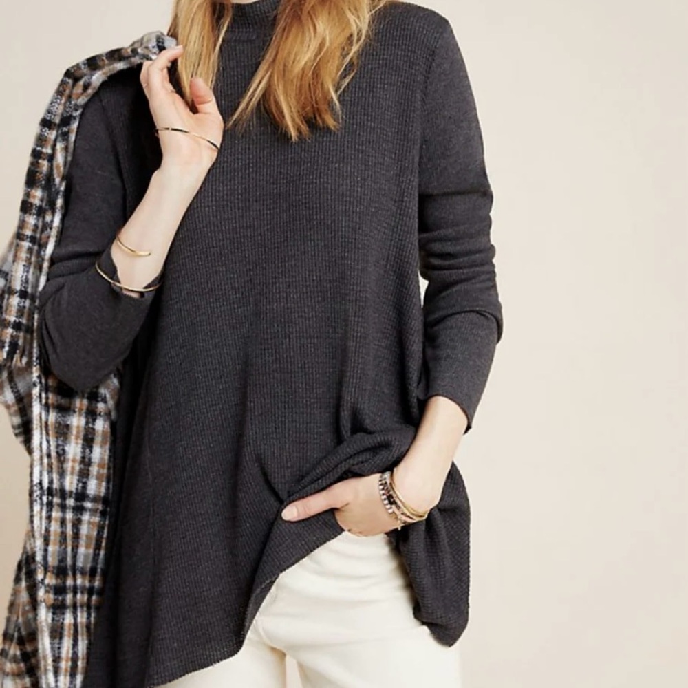 Anthropologie T.La Dark Gray Waffle Tunic Top